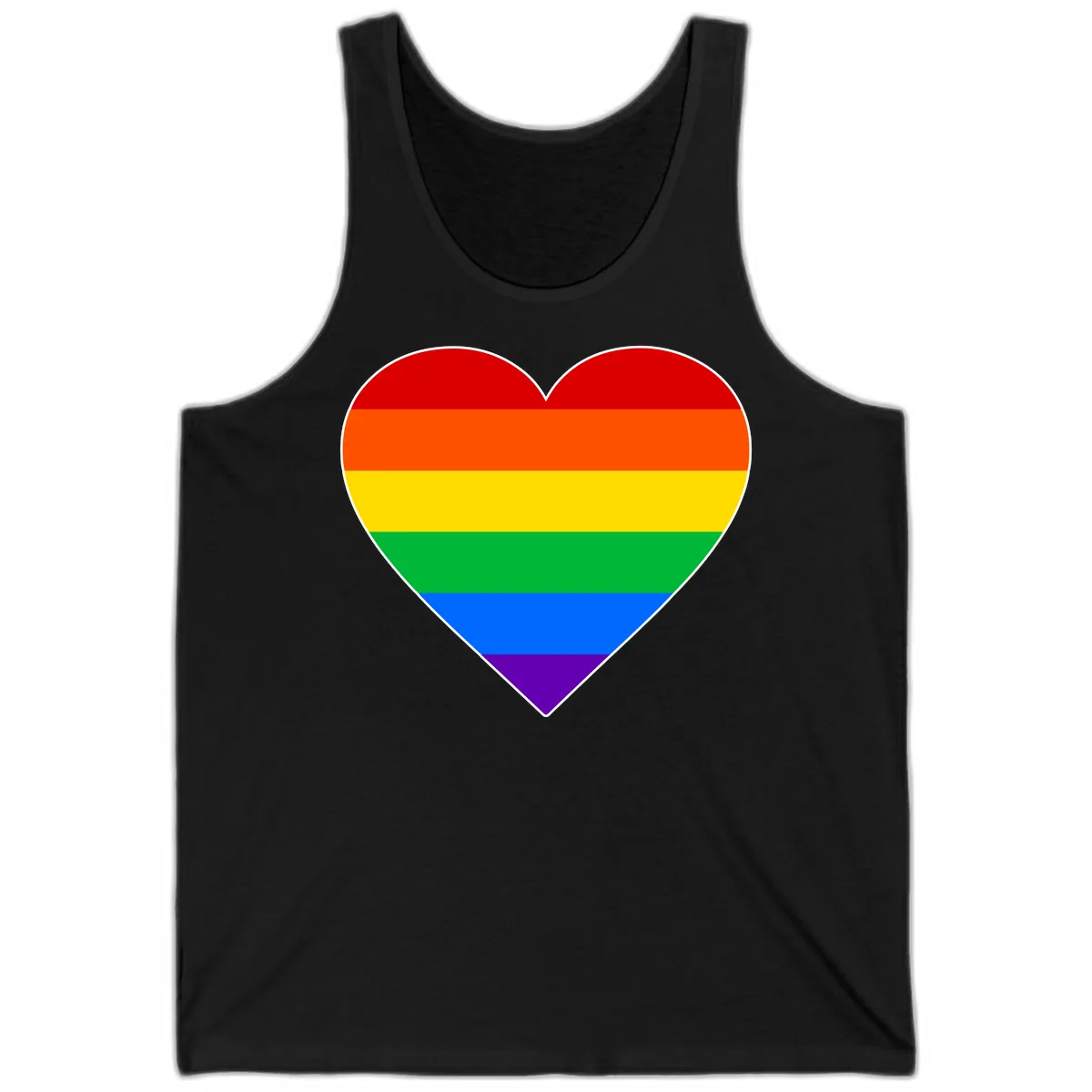Rainbow Pride Heart Tank in Black