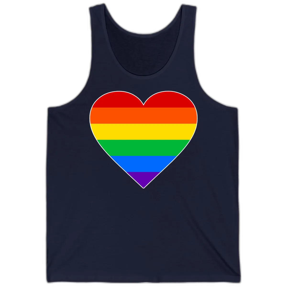 Rainbow Pride Heart Tank in Navy