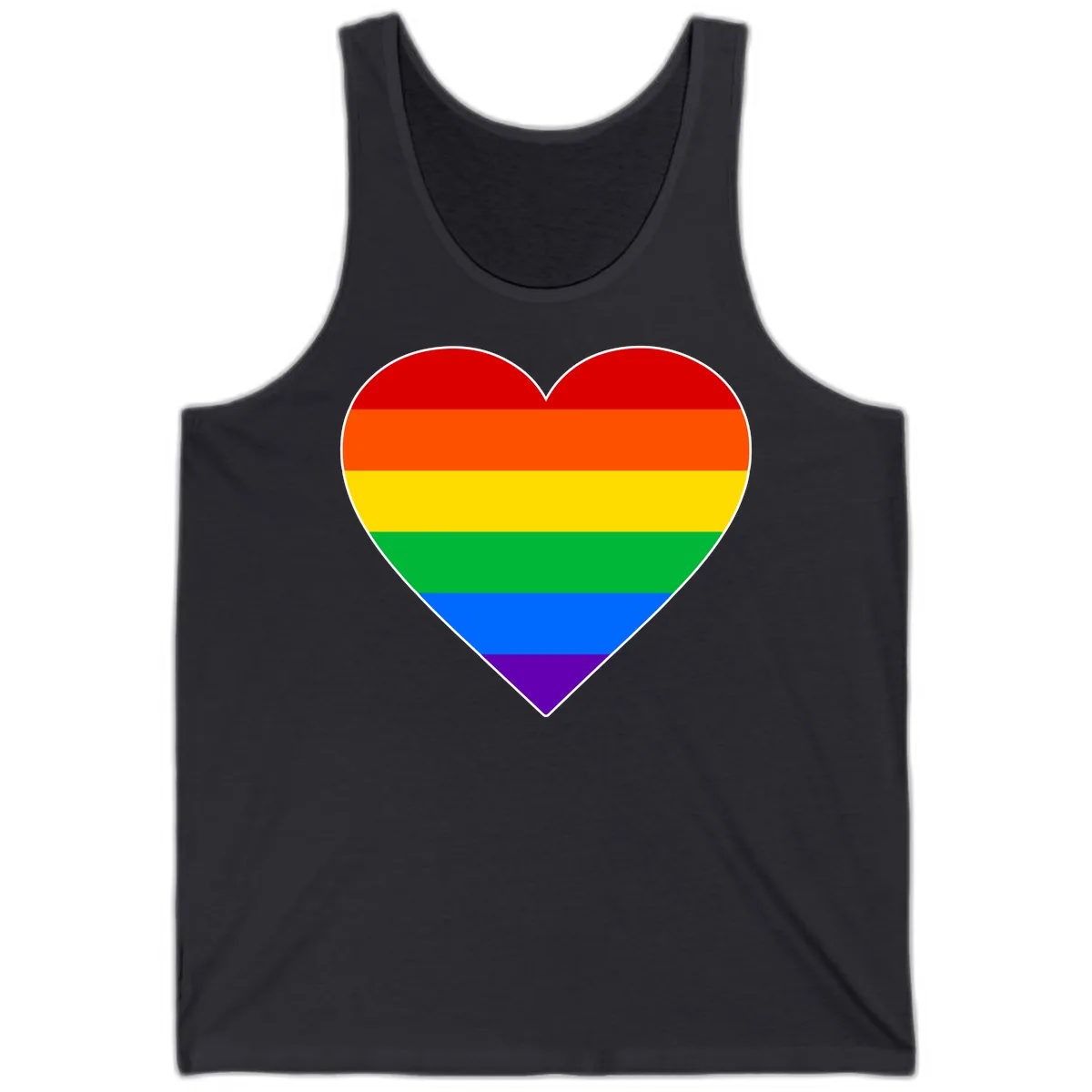 Rainbow Pride Heart Tank in Dark Grey