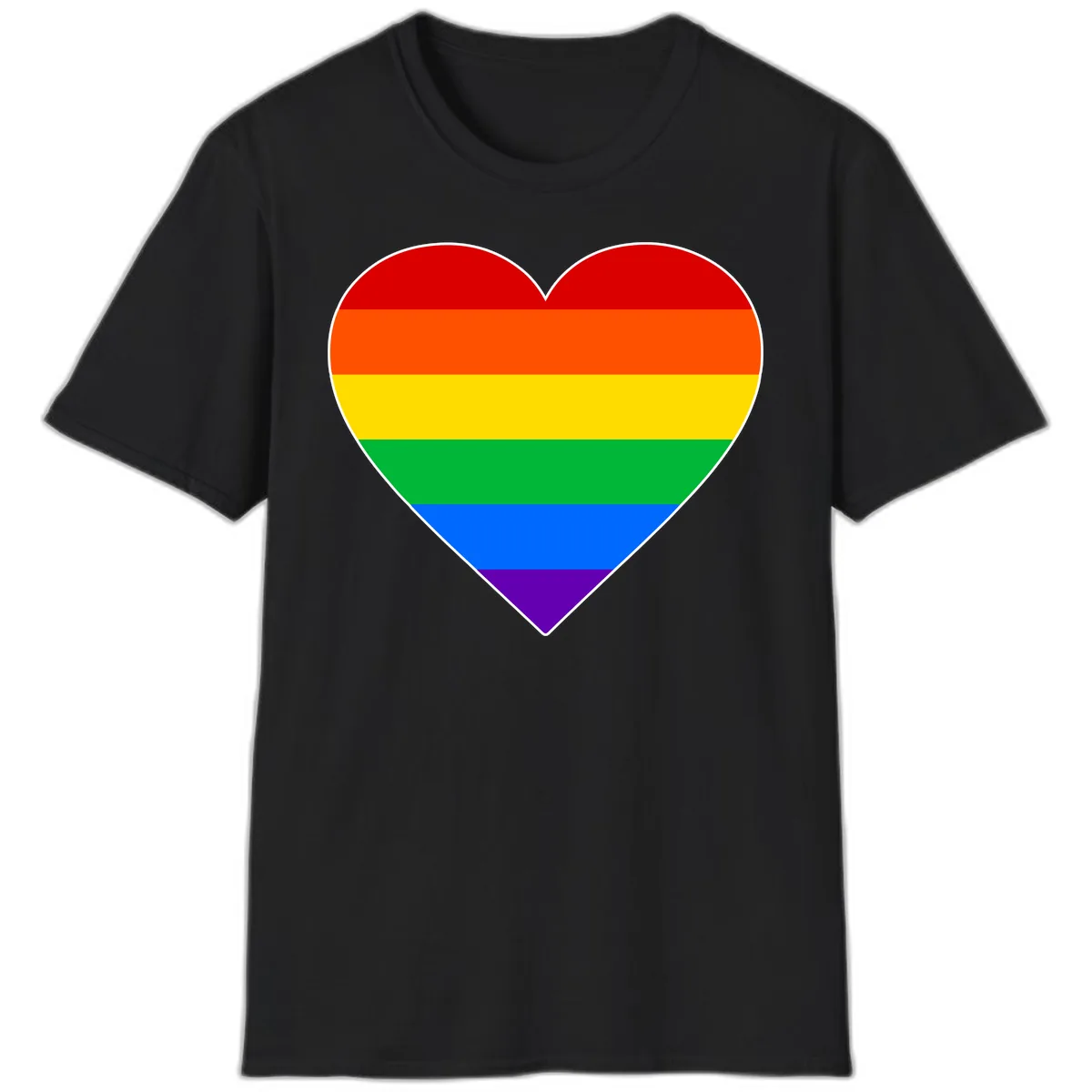 Rainbow Pride Heart T-Shirt in Black