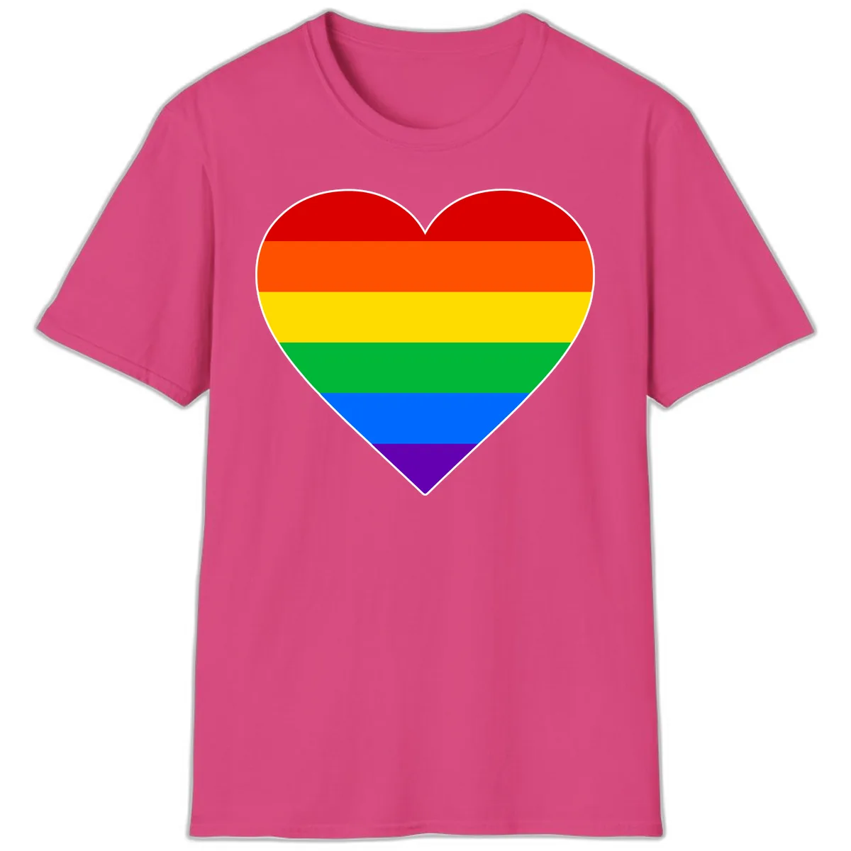 Rainbow Pride Heart T-Shirt in Heliconia