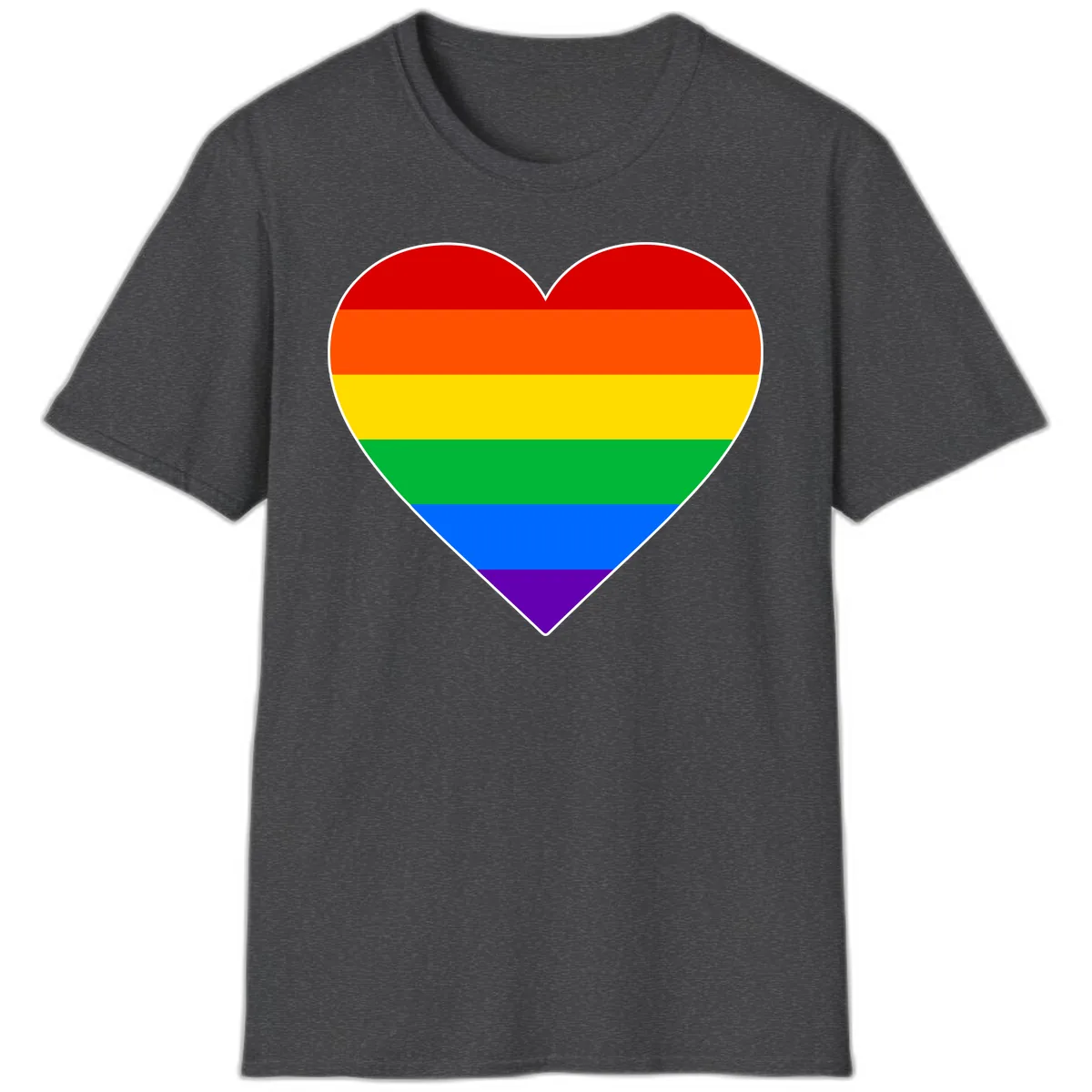 Rainbow Pride Heart T-Shirt in Dark Heather