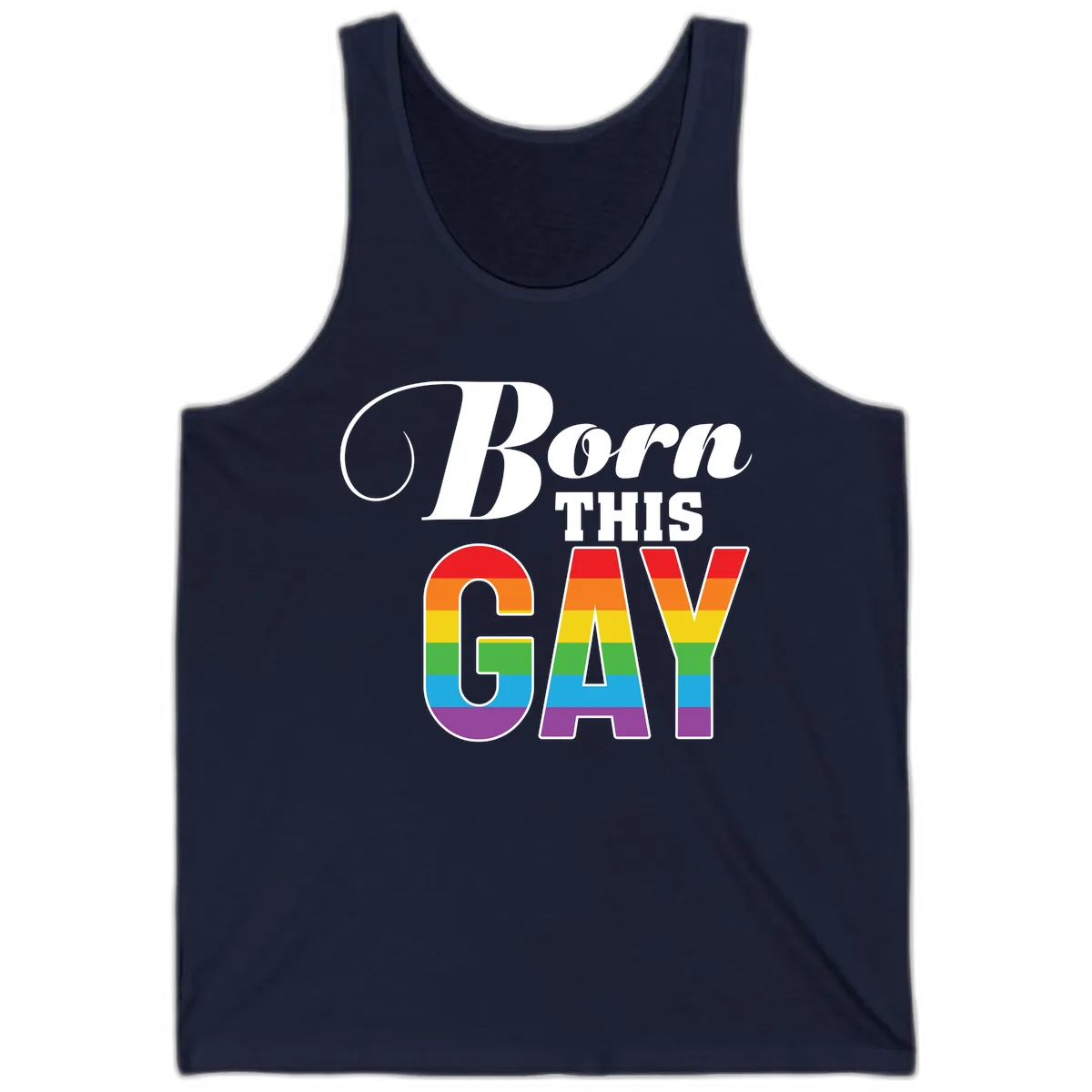 Born This Gay Pride Design Tank in Navy