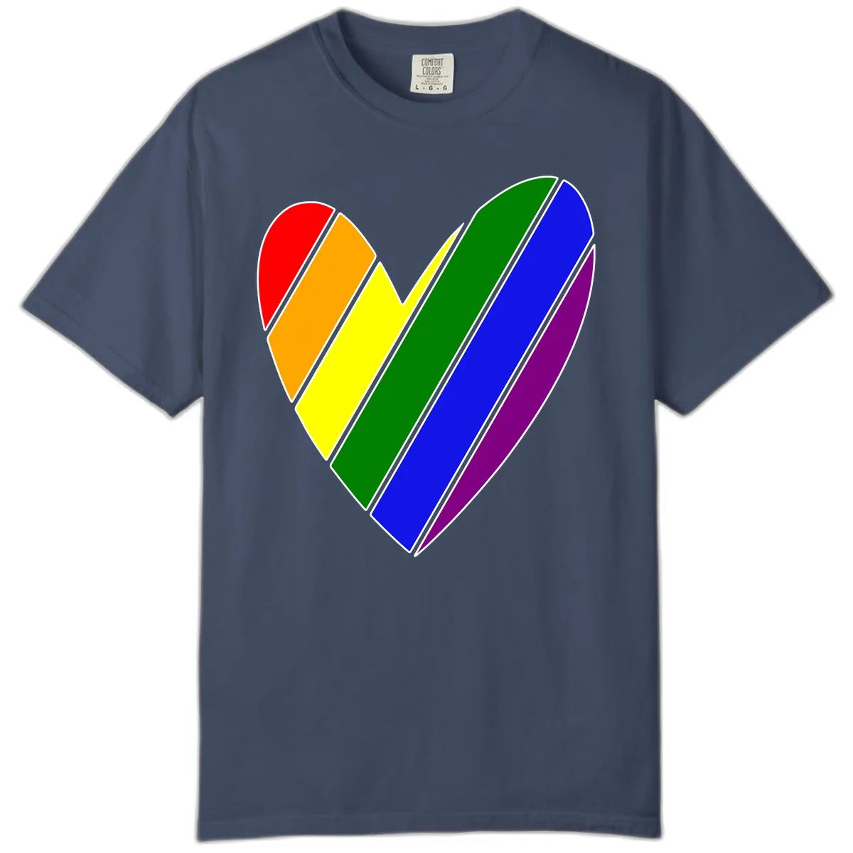 Rainbow Pride Heart Chevron Comfort Color in Midnight