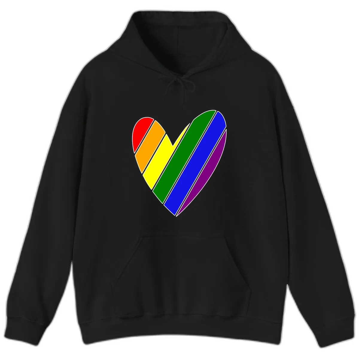 Rainbow Pride Heart Chevron Hoodie in Black