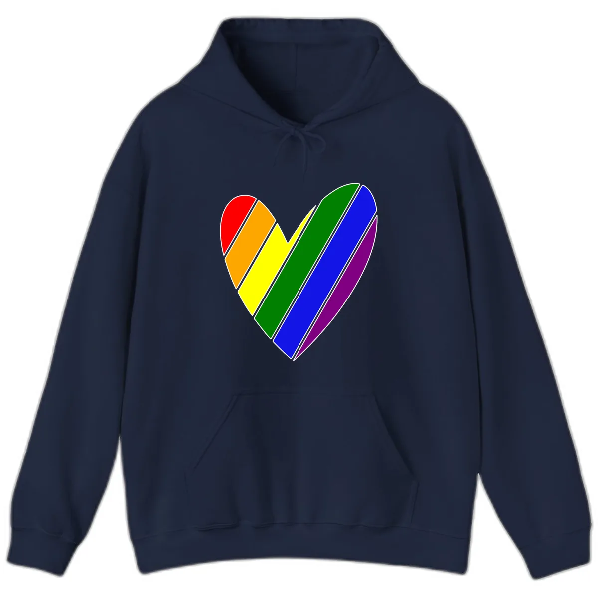 Rainbow Pride Heart Chevron Hoodie in Navy