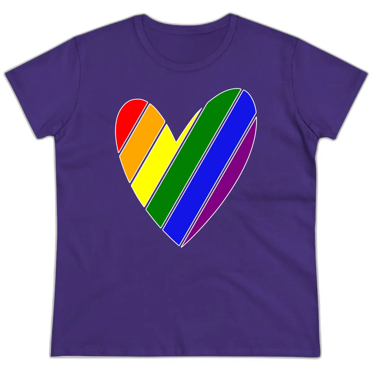 Rainbow Pride Heart Chevron Ladies Tee in Purple
