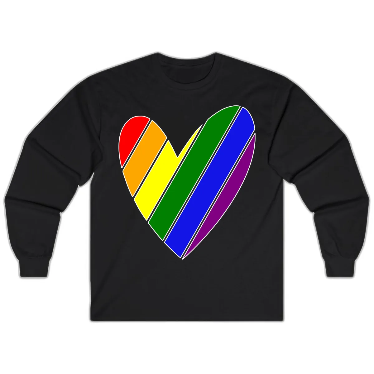 Rainbow Pride Heart Chevron Long Sleeve in Black
