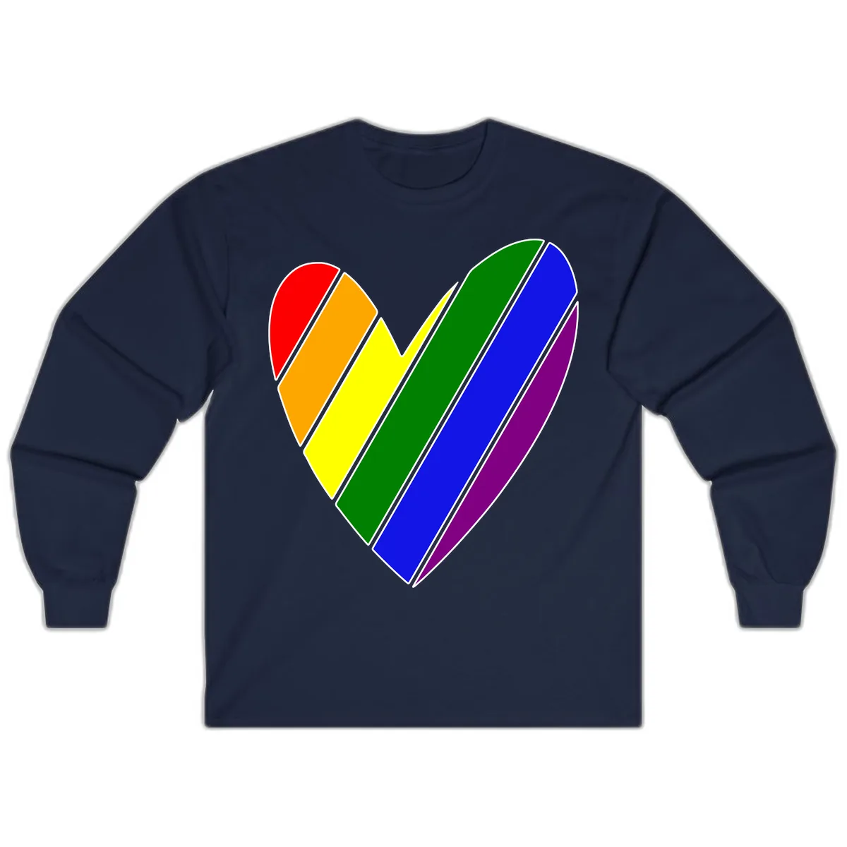 Rainbow Pride Heart Chevron Long Sleeve in Navy