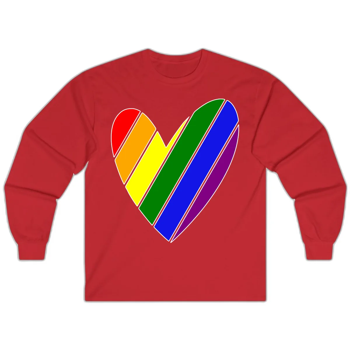 Rainbow Pride Heart Chevron Long Sleeve in Red