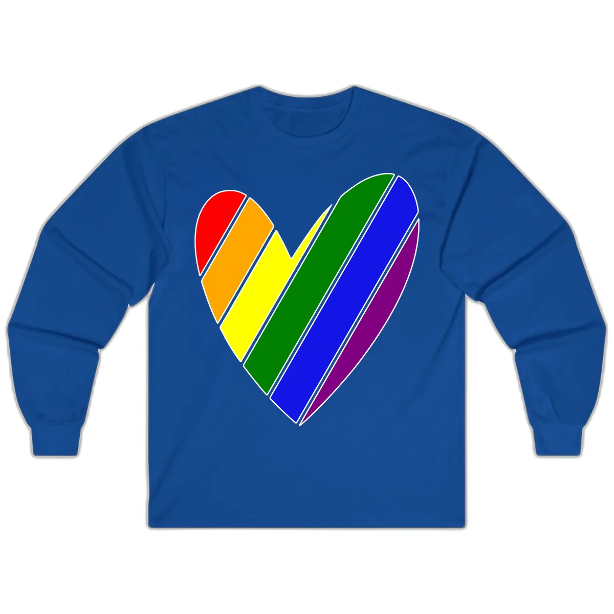Rainbow Pride Heart Chevron Long Sleeve in Royal
