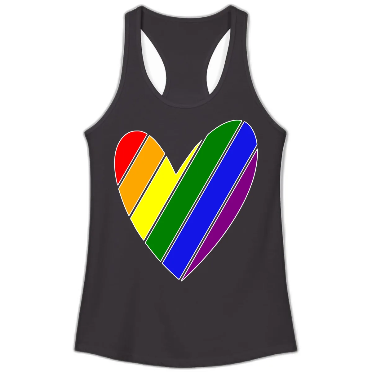 Rainbow Pride Heart Chevron Ladies Tank in Black