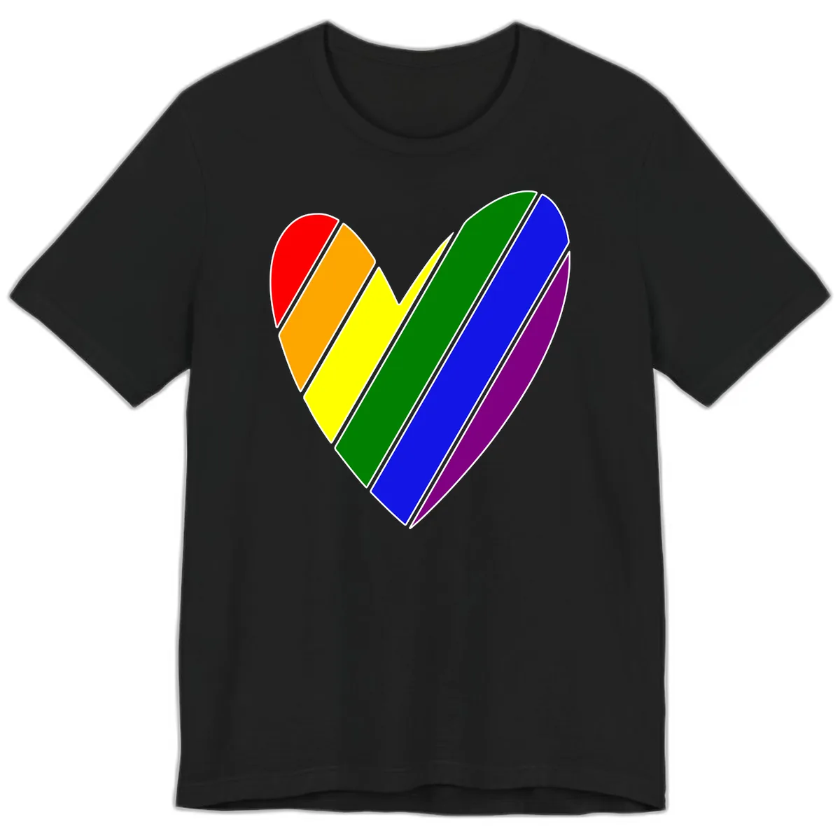 Rainbow Pride Heart Chevron Premium T-Shirt in Black