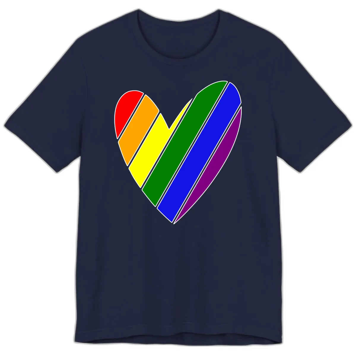 Rainbow Pride Heart Chevron Premium T-Shirt in Navy