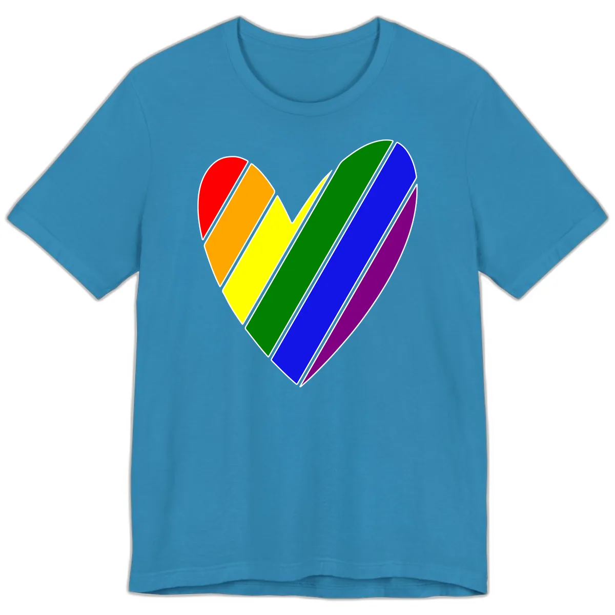 Rainbow Pride Heart Chevron Premium T-Shirt in Aqua