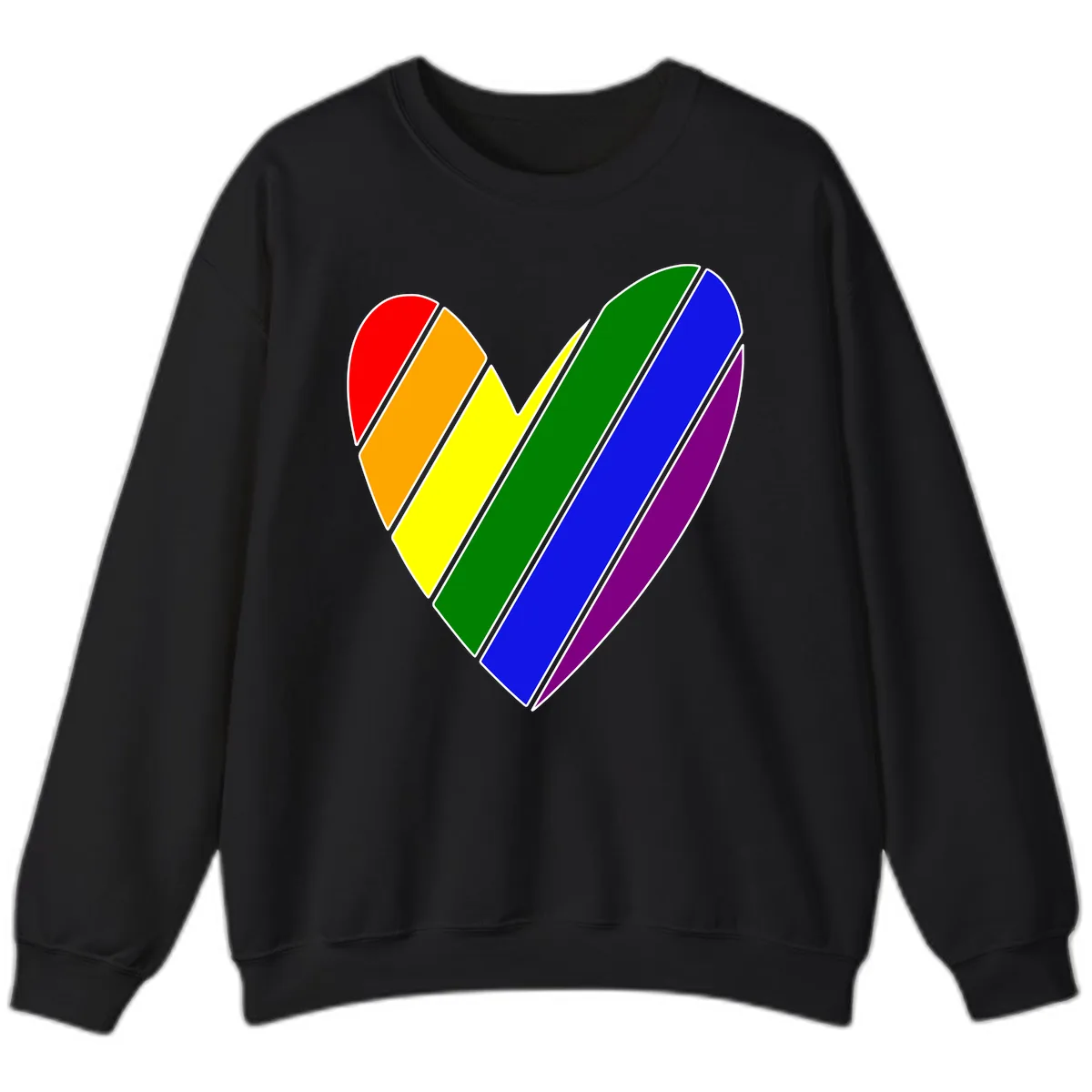Rainbow Pride Heart Chevron Sweatshirt in Black