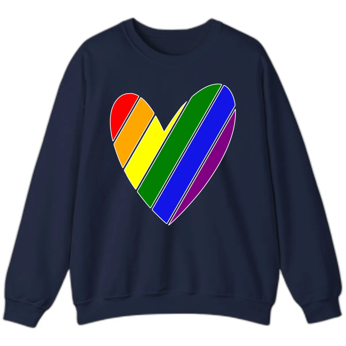 Rainbow Pride Heart Chevron Sweatshirt in Navy