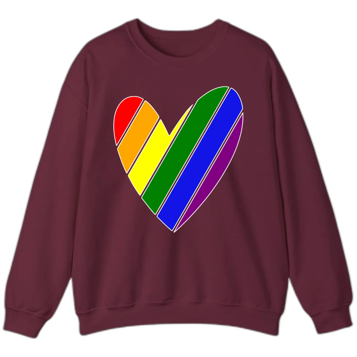Rainbow Pride Heart Chevron Sweatshirt in Maroon