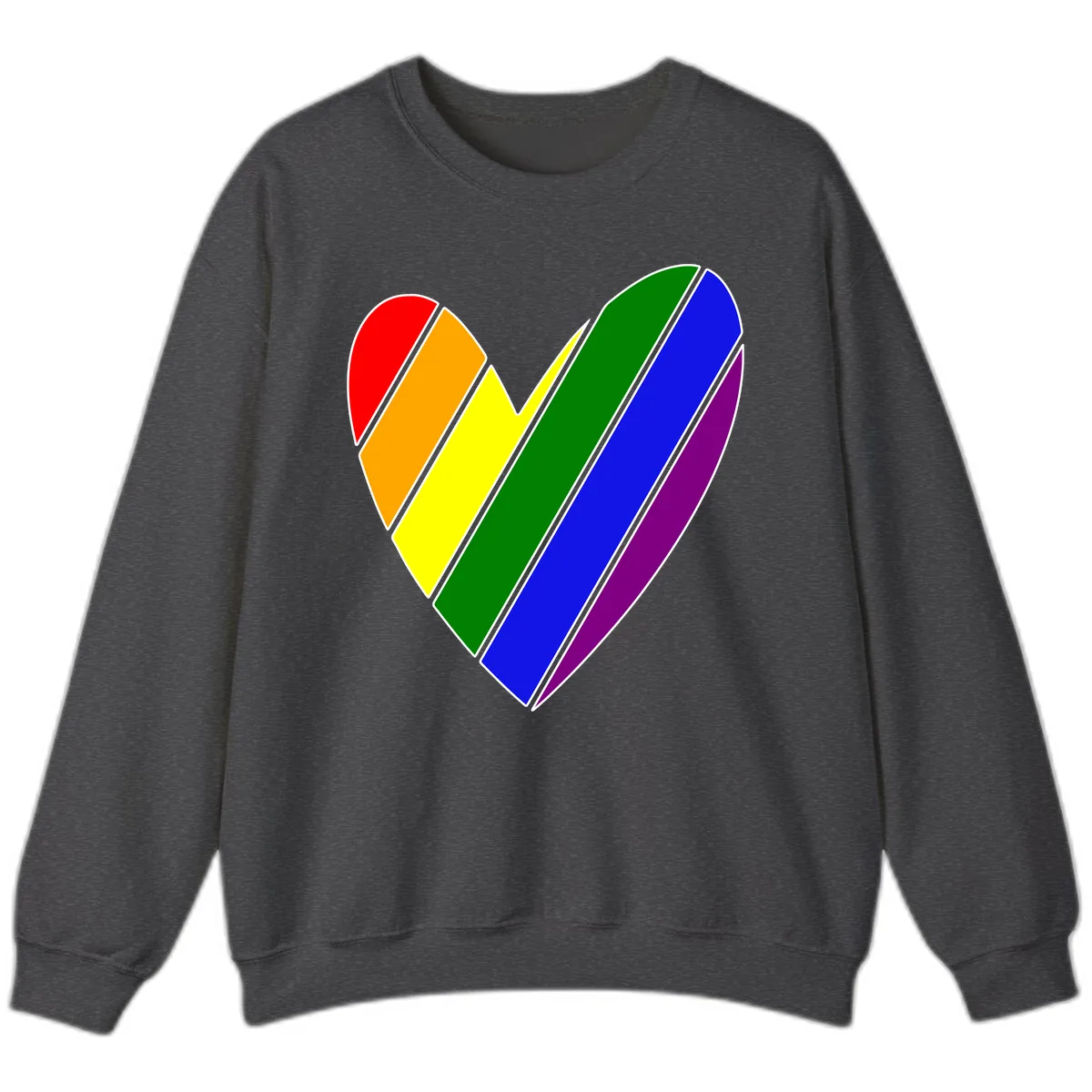 Rainbow Pride Heart Chevron Sweatshirt in Dark Heather