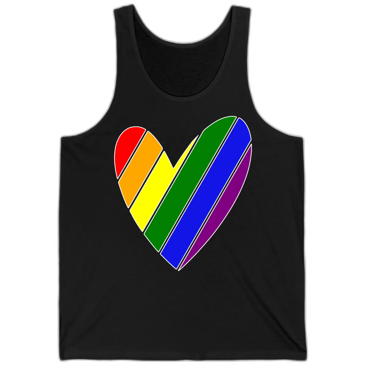Rainbow Pride Heart Chevron Tank in Black