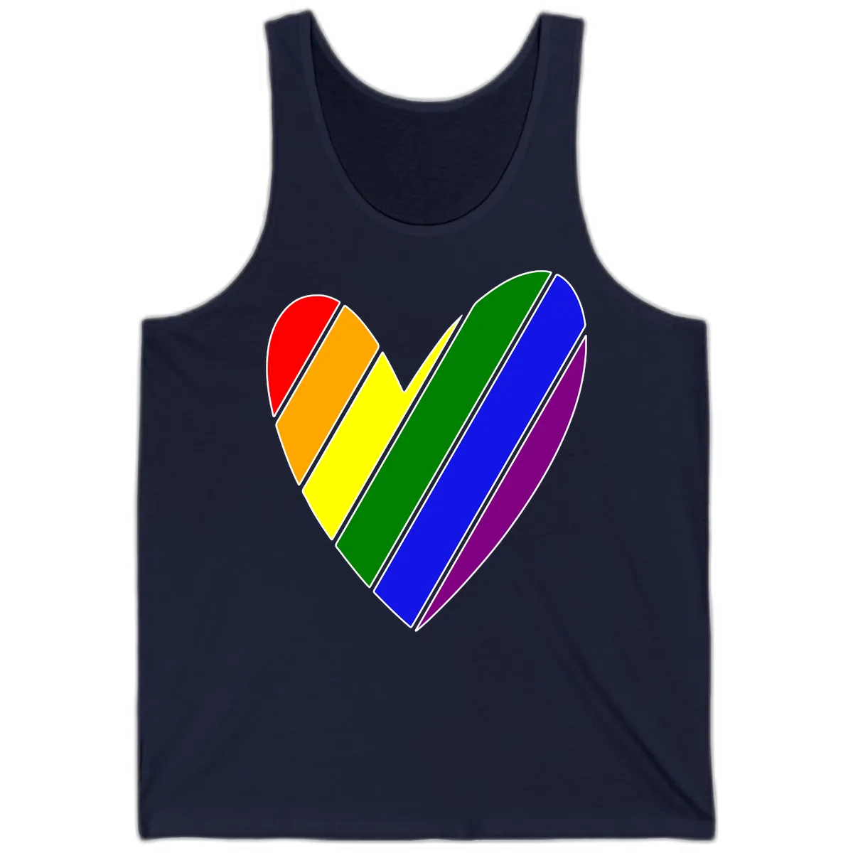 Rainbow Pride Heart Chevron Tank in Navy