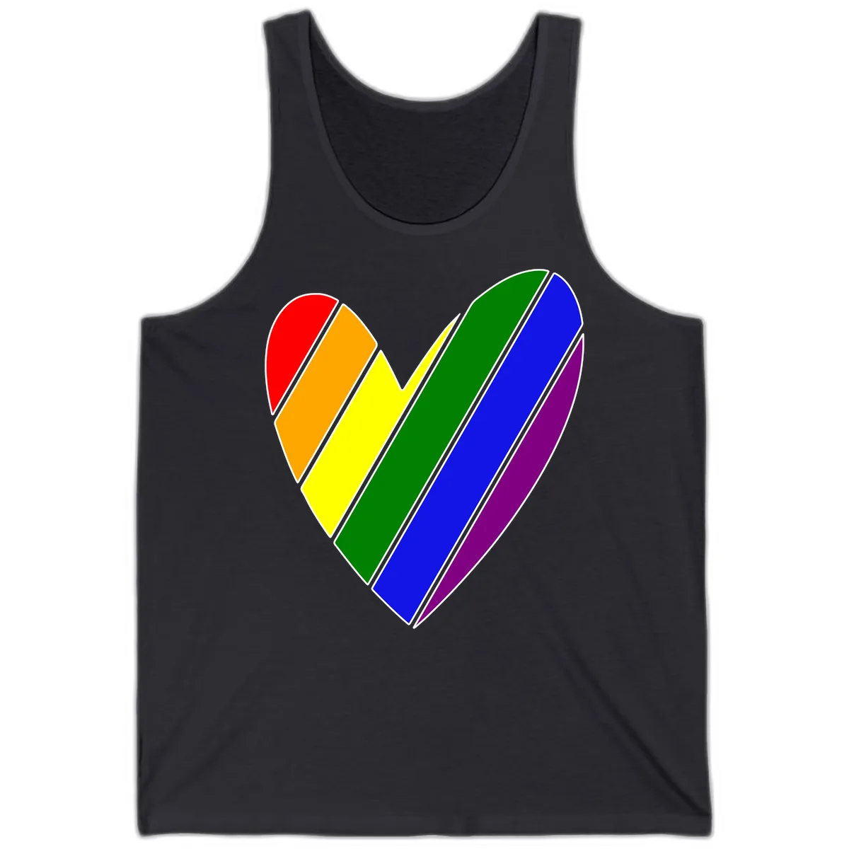 Rainbow Pride Heart Chevron Tank in Dark Grey