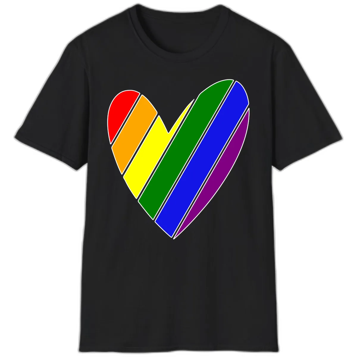 Rainbow Pride Heart Chevron T-Shirt in Black