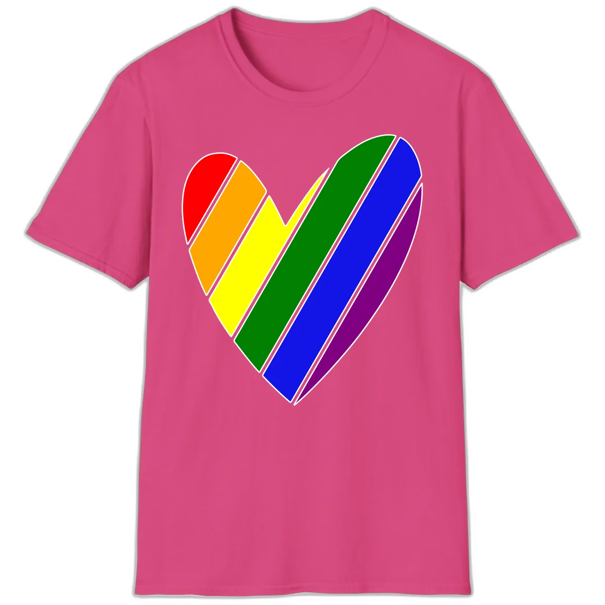 Rainbow Pride Heart Chevron T-Shirt in Heliconia