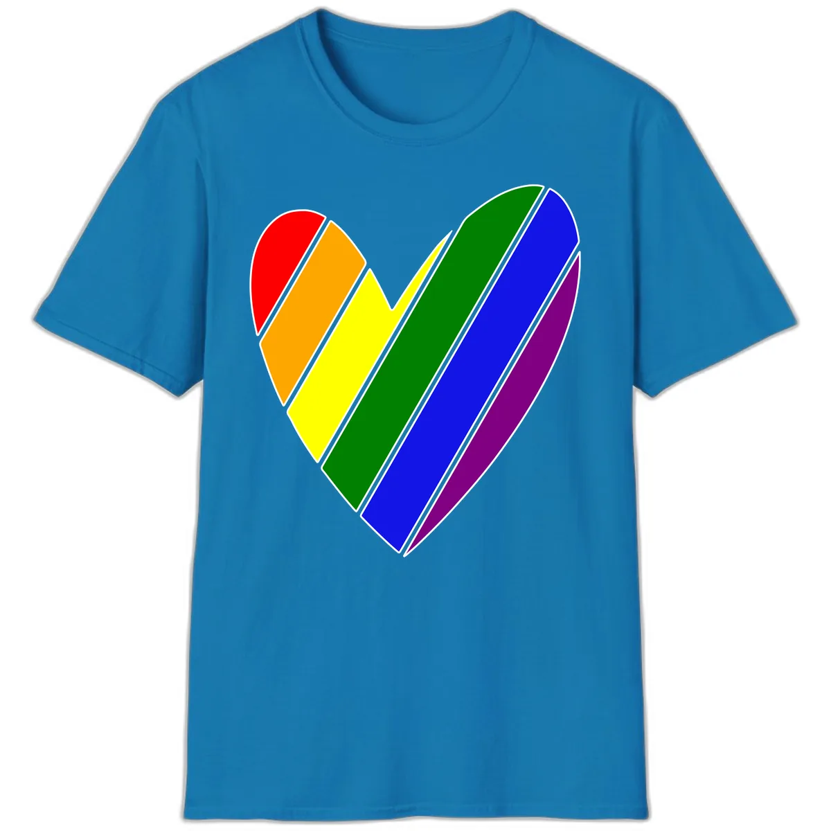 Rainbow Pride Heart Chevron T-Shirt in Sapphire