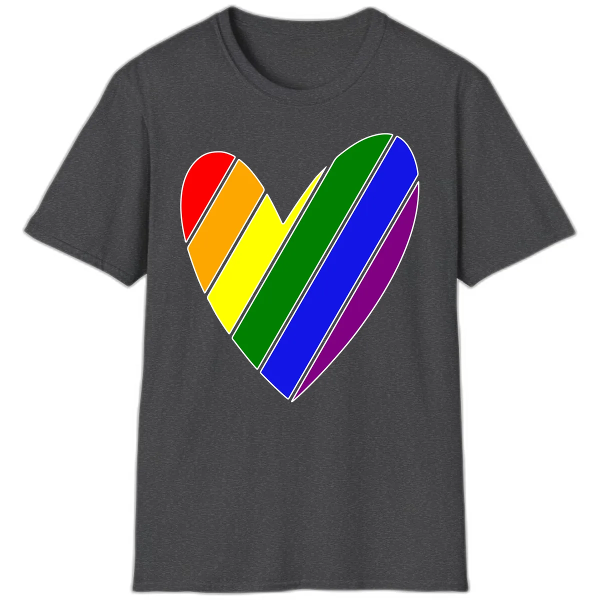 Rainbow Pride Heart Chevron T-Shirt in Dark Heather