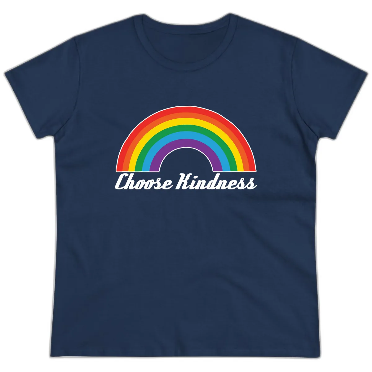Choose Kindness Rainbow Ladies Tee in Navy