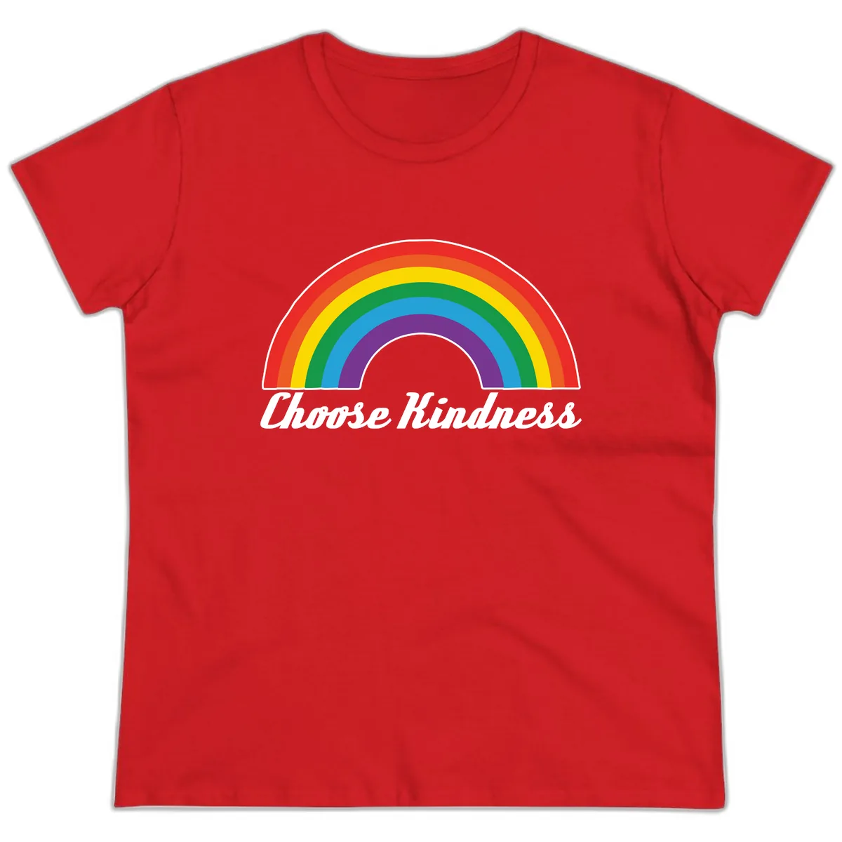 Choose Kindness Rainbow Ladies Tee in Red