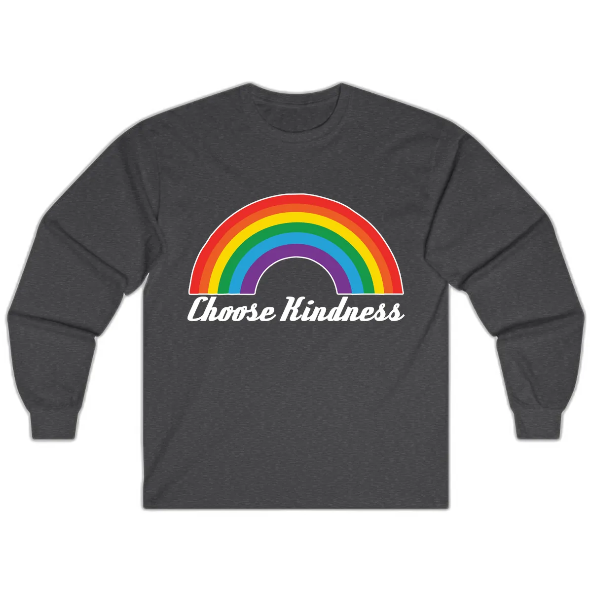 Choose Kindness Rainbow Long Sleeve in Dark Heather