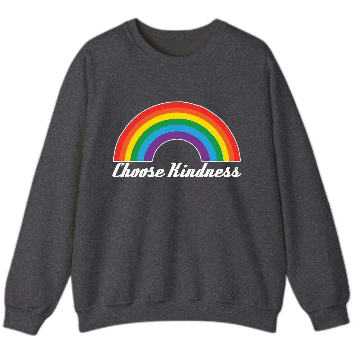 Choose Kindness Rainbow Sweatshirt in Dark Heather