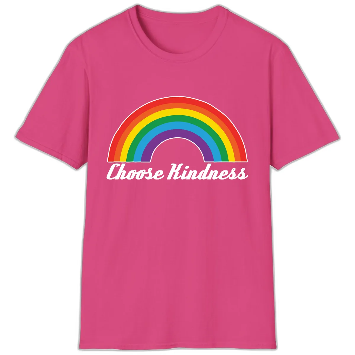 Choose Kindness Rainbow T-Shirt in Heliconia