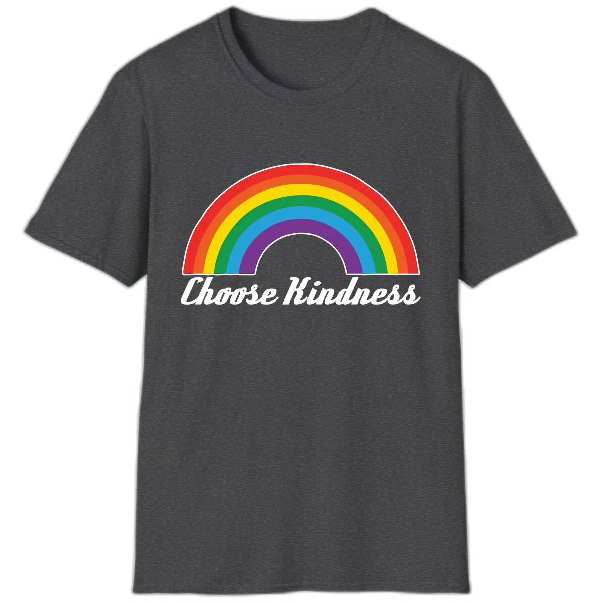 Choose Kindness Rainbow T-Shirt in Dark Heather