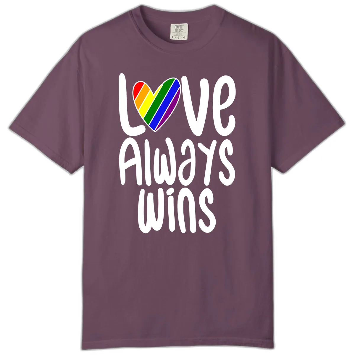 Love Always Wins Pride Heart Comfort Color in Berry