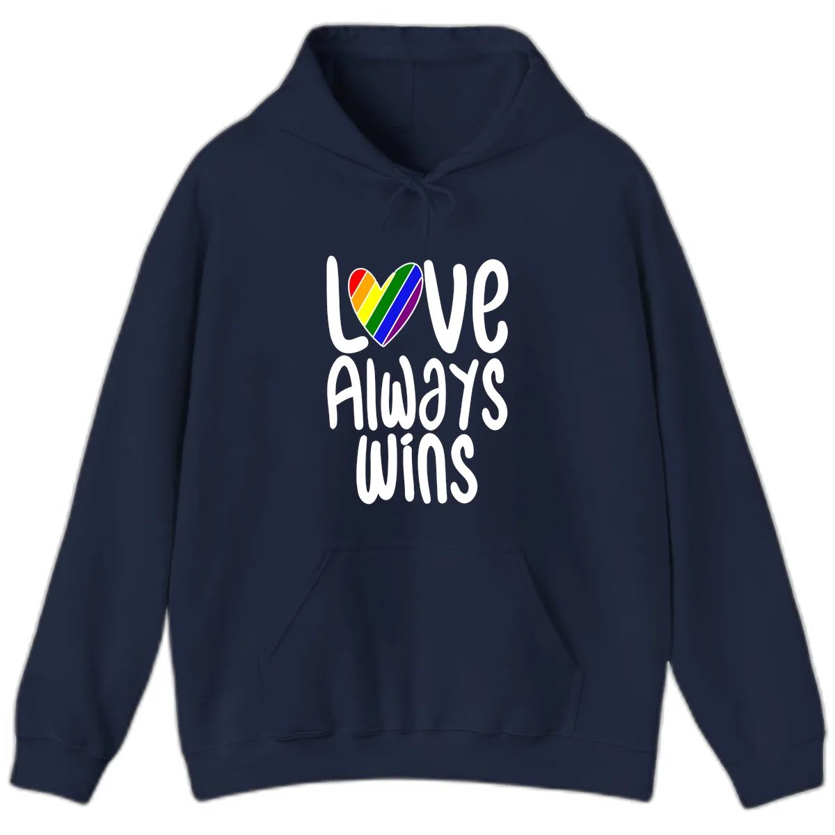 Love Always Wins Pride Heart Hoodie in Navy