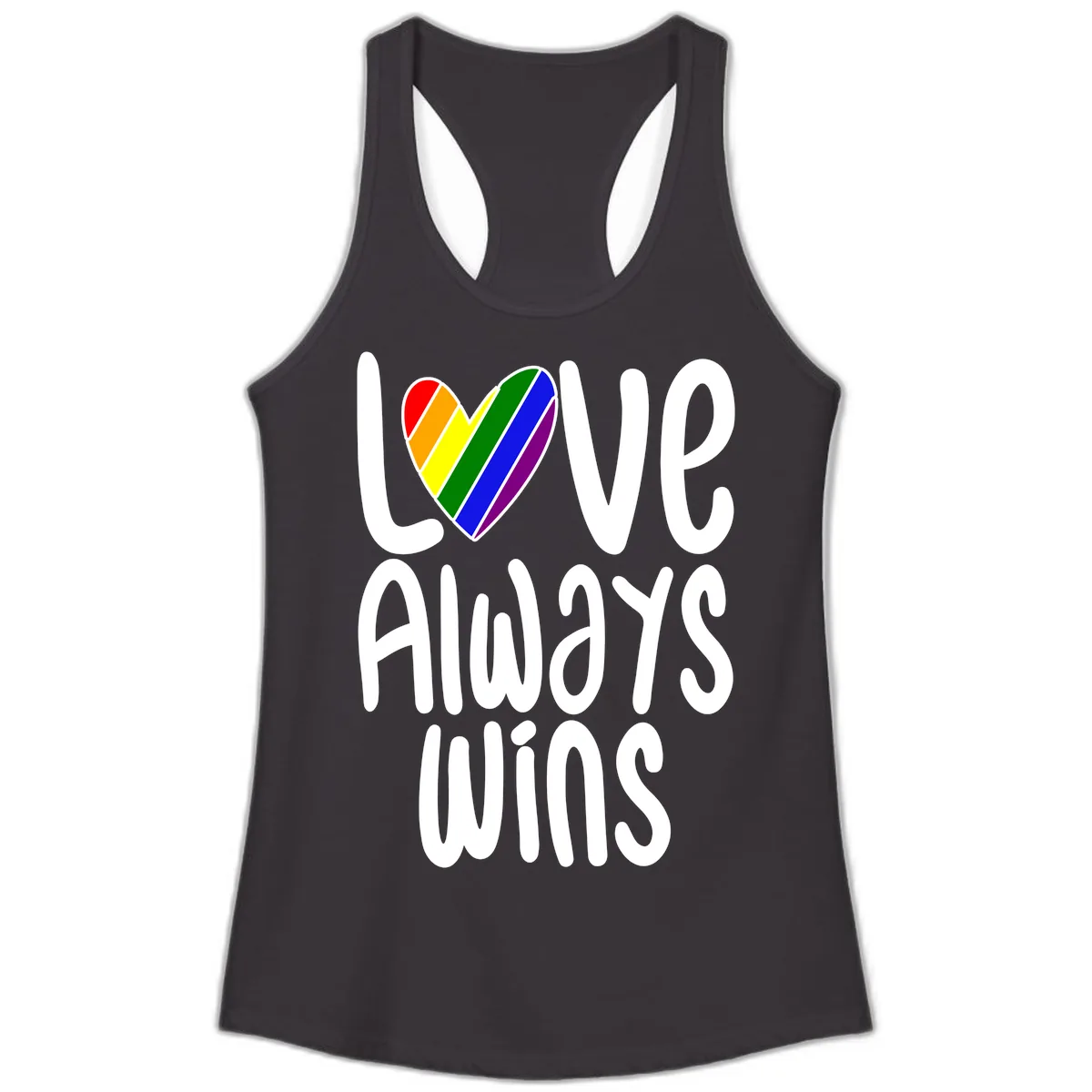 Love Always Wins Pride Heart Ladies Tank in Black