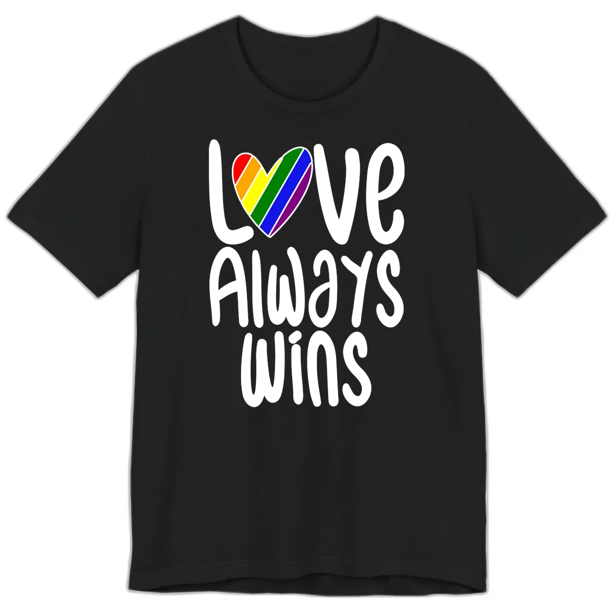 Love Always Wins Pride Heart Premium T-Shirt in Black