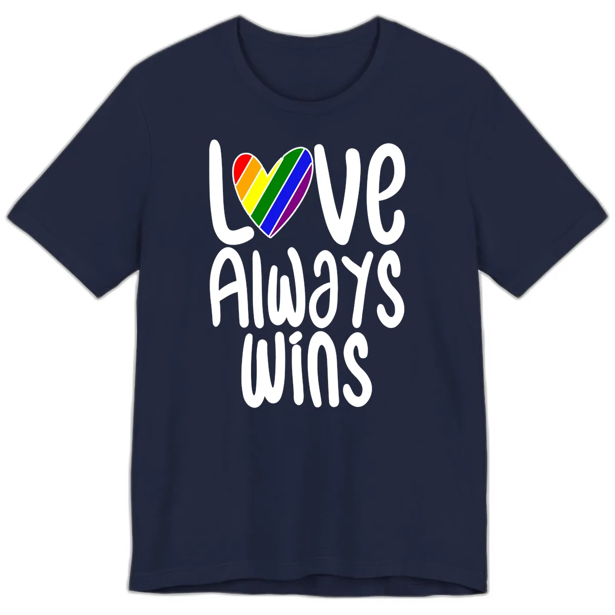 Love Always Wins Pride Heart Premium T-Shirt in Navy
