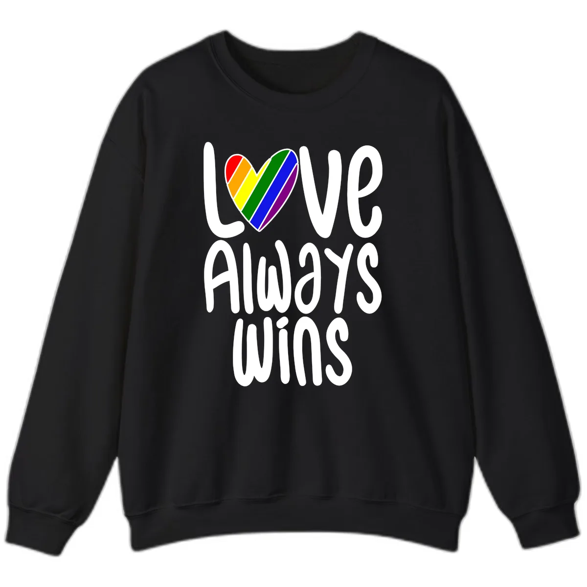 Love Always Wins Pride Heart Sweatshirt in Black