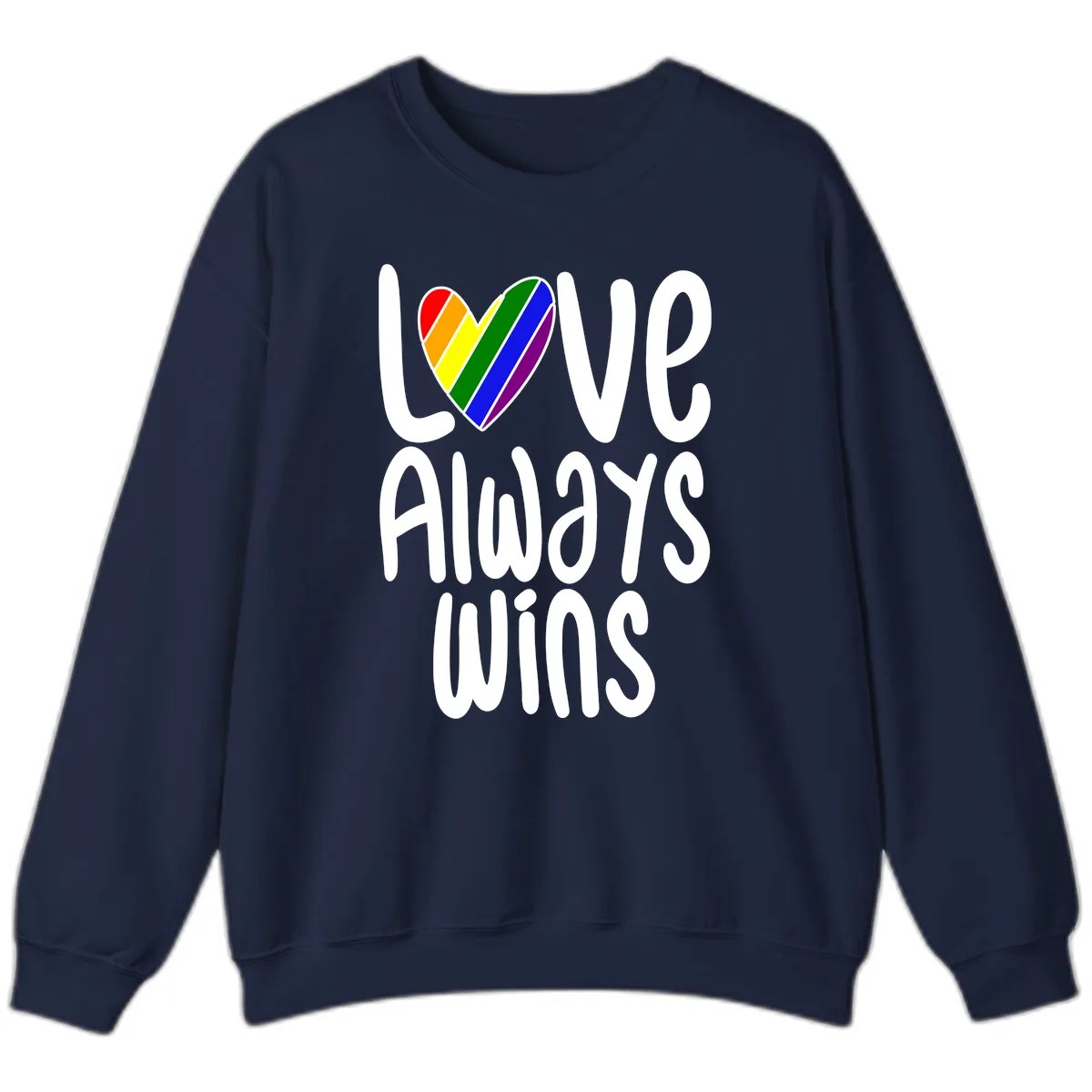 Love Always Wins Pride Heart Sweatshirt in Navy