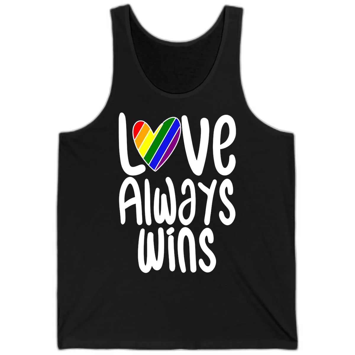 Love Always Wins Pride Heart Tank in Black