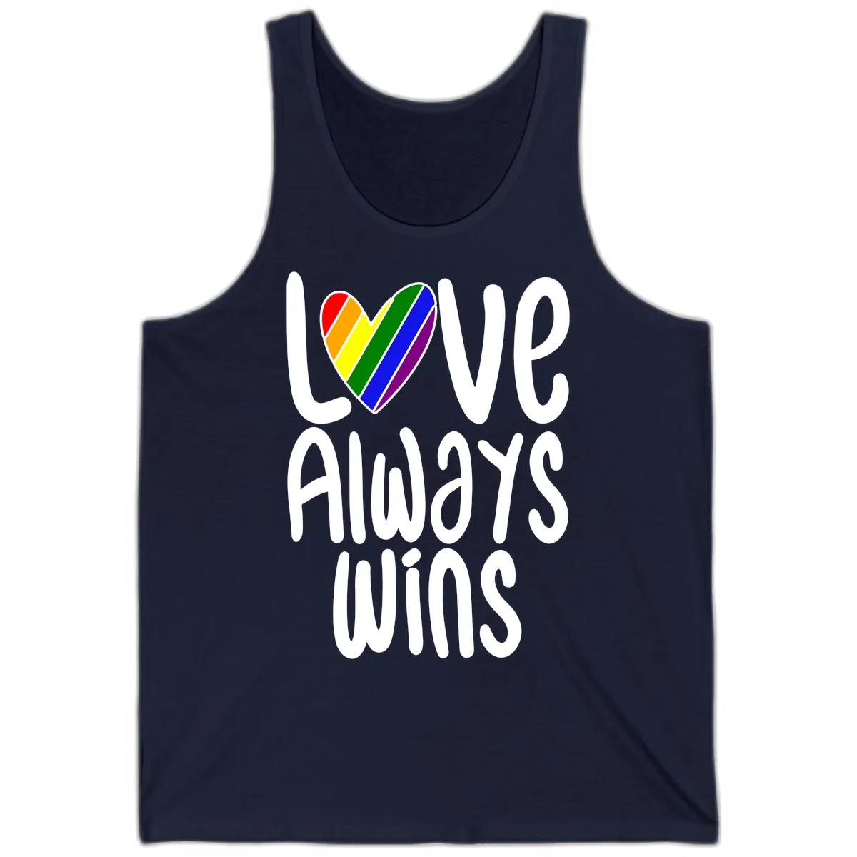 Love Always Wins Pride Heart Tank in Navy