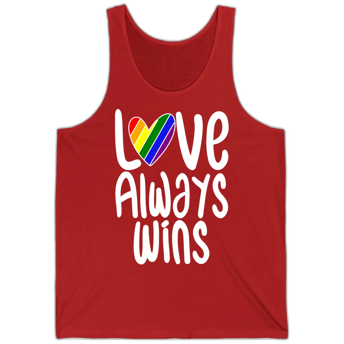 Love Always Wins Pride Heart Tank in Red
