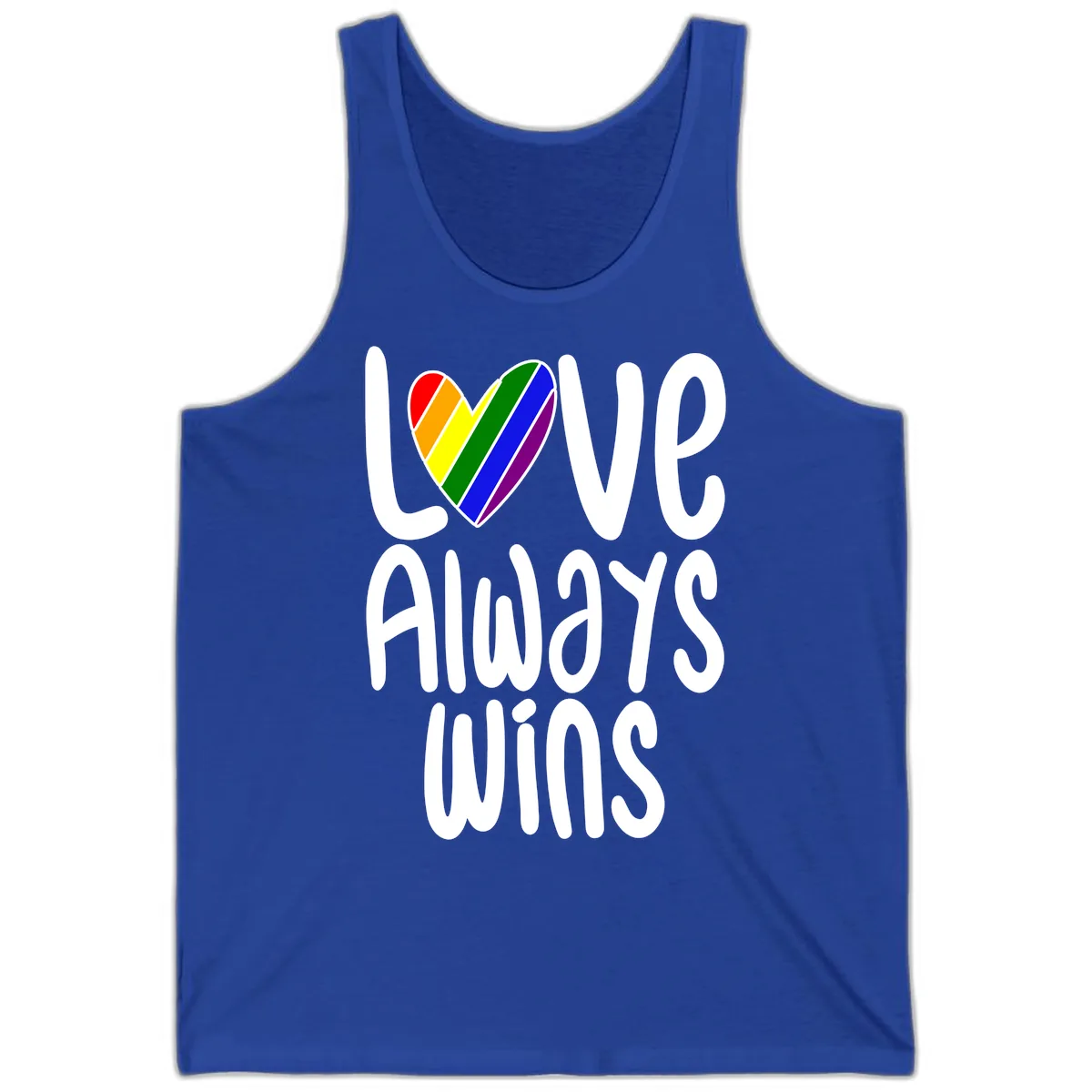Love Always Wins Pride Heart Tank in True Royal