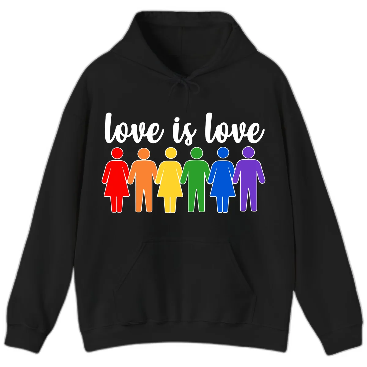 Love Is Love Rainbow Unity Hoodie in Black