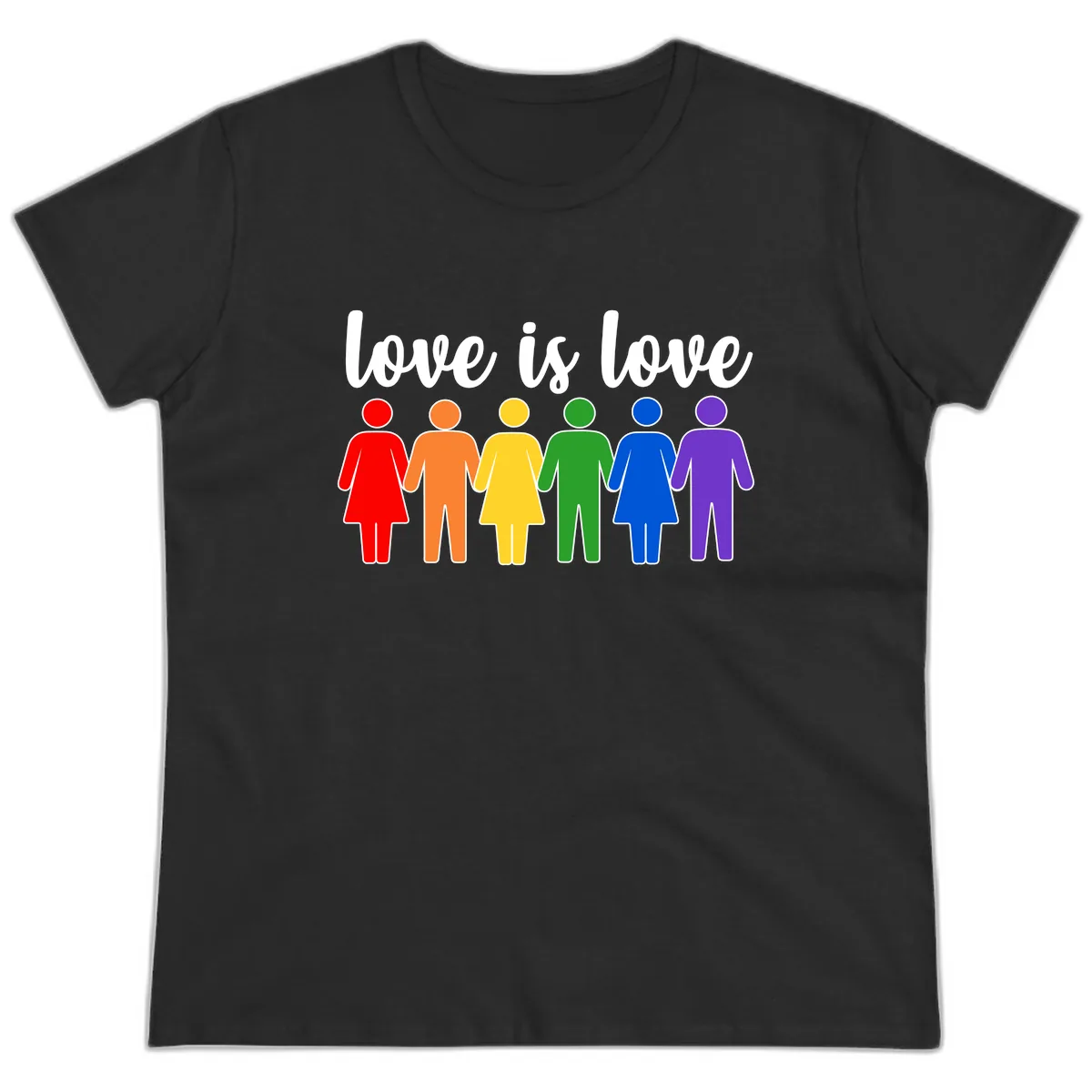Love Is Love Rainbow Unity Ladies Tee in Black