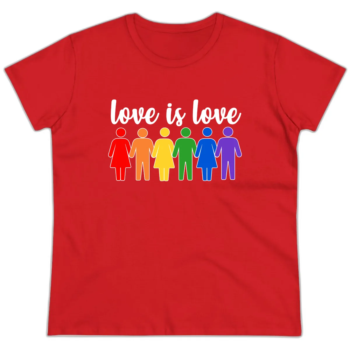 Love Is Love Rainbow Unity Ladies Tee in Red